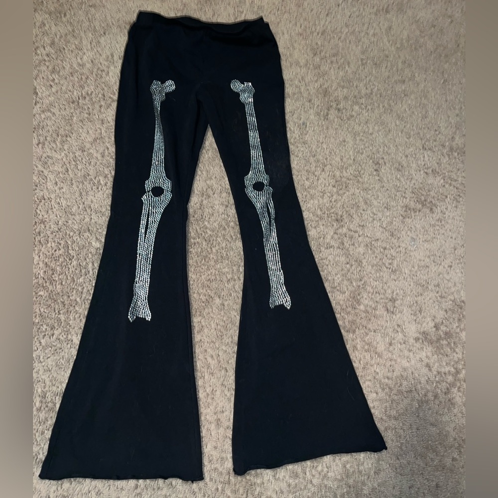 Bedazzled Skeleton flare leggings